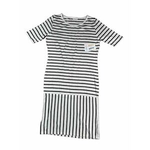 Lularoe Julia White Black Striped Short Sleeve Dress Women’s Size Large‎ Mixed